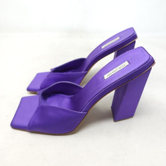 Gia Borghini RHW Womens Sandals Rosie 14 Purple Satin Block Heel EU 40 US 10 - Picture 5 of 9
